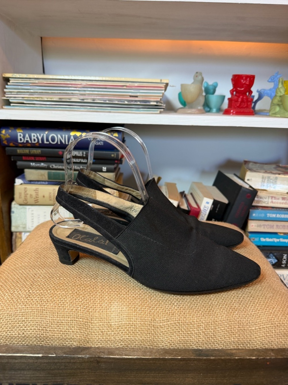 Black Slingback Kitten Heel Pumps